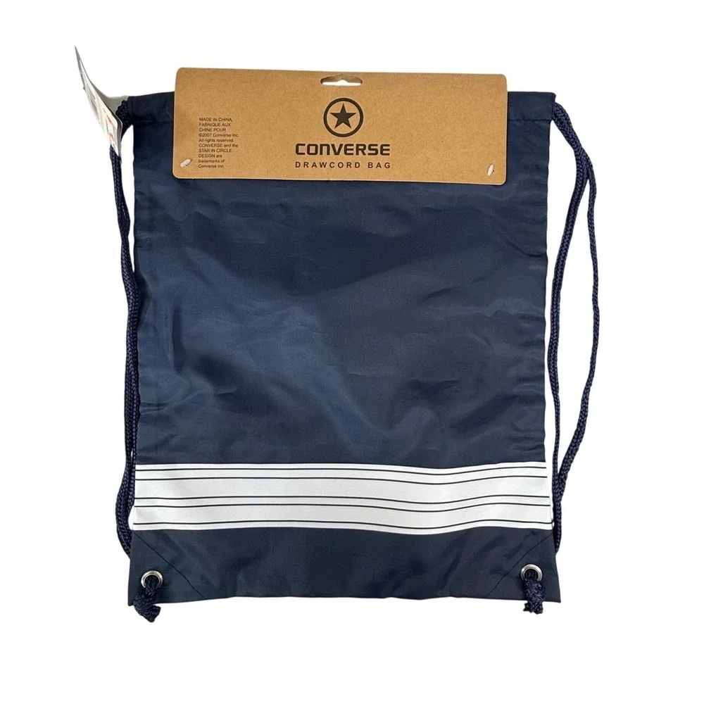 Converse‎ All Star Drawcord Bag Navy Blue Cinch Sack Gym Backpack New With Tags